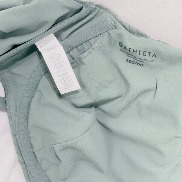 ATHLETA Women's Bikini Top Green Scoop Neck Adjustable Straps Size 40DD - Picture 7 of 10